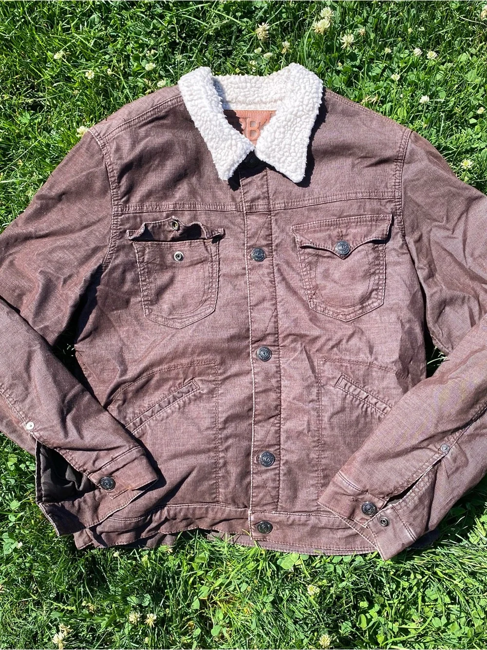 True Religion Men's Brown Sherpa Collar Jacket
